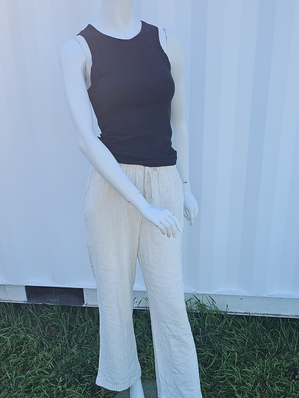 Soya Concept Cream Linen Blend Wide Leg Pants Size S/M